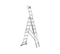 Svelt Scala Multifunzione Professionale in Alluminio, 7 Gradini, Trasformabile in Scala d'Appoggio o Doppia con Guardacorpo, Stabilizzatore di Base, Rotelle di Sfilo, mod. Euro 3