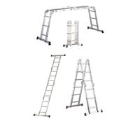 Svelt Scala Multiposizione Professionale 4 Posizioni - 12 Pioli, Pianetto in Acciaio Antiscivolo, Alluminio Ribordato - Utilizzo a Cavalletto, Muro, Banco di Lavoro - Portata 150 kg