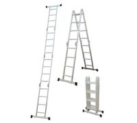 Svelt Scala Multiposizione Professionale in Alluminio - 16 Pioli, 3 Configurazioni (Doppia, Appoggio, Zoppa) - Portata 150 kg - Certificata EN131