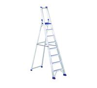 Svelt Scala Professionale 8 Gradini con Piattaforma e Parapetto - Alluminio Rinforzato con Profilo Scatolato - Altezza di Lavoro 369/389 cm - Portata 150 kg - EN131 e D.Lgs. 81/08