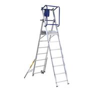 Svelt Scala Professionale a Castello Trasportabile con Piattaforma Antiscivolo e Protezione 360°, Allargatori Richiudibili, Stabilizzatori Telescopici, Rotelle di Trasporto, Certificata (7 Gradini)