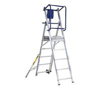 Svelt Scala Professionale a Castello Trasportabile con Piattaforma Antiscivolo e Protezione 360°, Allargatori Richiudibili, Stabilizzatori Telescopici, Rotelle di Trasporto, Certificata (5 Gradini)