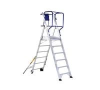 Svelt Scala Professionale a Castello Trasportabile e Certificata, con Protezione 360°, Piattaforma Antisdrucciolo, Corrimani e Allargatori Richiudibili, Gradini 80 mm (6 Gradini)