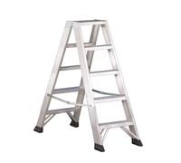 Svelt Scala Professionale a Doppia Salita in Alluminio - 5 Gradini Antisdrucciolo 8 cm, Rinforzi e Cerniere in Acciaio, Tamponi Maggiorati - Certificata EN131