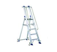 Svelt Scala Professionale in Alluminio con Piattaforma, Corrimani e Parapetto - 4 Ruote Autobloccanti e Gradini Antisdrucciolo (5 Gradini)