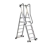 Svelt Scala Professionale in Alluminio Rinforzato - Piattaforma 43x44 cm con Guarda-Corpo 80 cm - 2 Ruote Ø125 mm - Uso Intensivo - Altezza Lavoro 3,53 m (6 Gradini)