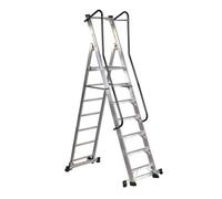 Svelt Scala Professionale in Alluminio Rinforzato - Piattaforma 43x44 cm con Guarda-Corpo 80 cm - 2 Ruote Ø125 mm - Uso Intensivo - Altezza Lavoro 3,80 m (7 Gradini)