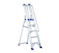 Svelt Scala Professionale in Alluminio Ultra Resistente con Corrimani, Piattaforma e Pianetto Porta Attrezzi - 5 Gradini - EN131 D.Lgs 81/08