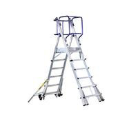 Svelt Scala Telescopica a Castello Professionale con Protezione 360° - Piattaforma 60x53 cm, Corrimani e Stabilizzatori Richiudibili, 9 Altezze di Lavoro (6 Gradini)