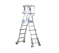 Svelt Scala Telescopica Doppia Professionale in Alluminio - Piattaforma 57x44 cm, Corrimani Richiudibili, Protezione a 360° e Base Allargata (6+4 Gradini)