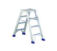Svelt Sgabello Doppio Professionale in Alluminio 4 Gradini Antiscivolo | Piattaforma Maggiorata 35x40 cm | Portata 150 kg | Certificato UNI EN 14183 | Altezza Lavoro 280 cm
