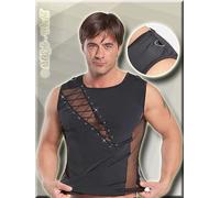 Svenjoyment Canotta A Rete Top Con Anello Girocollo Nero Stretch Maglia S-XXL
