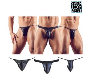 Svenjoyment Confezione 3 Slip Neri Lucidi Effetto Bagnato Cintura Elasticizzata