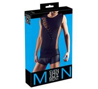 Svenjoyment Men's Shirt with Front Fishnet And Lacing Intimo a Canottiera, Nero, L Uomo