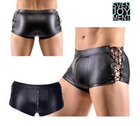 Svenjoyment Pants Boxer Uomo Neri Opachi con Zip e Allacciature Laterali Aperte