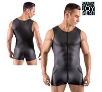 Svenjoyment Playsuit - Tuta da Uomo Nera Opaca Senza Maniche con Zip sul Davanti