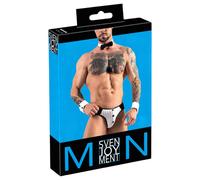 Svenjoyment Completo tanga cameriere Uomo – Set costume con papillon e polsini – Bianco/Nero