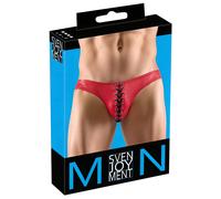 Slip da uomo lucido con lacci frontali nero (rosso) Svenjoyment - M
