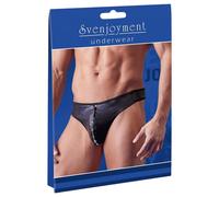 Svenjoyment - tanga uomo lucido con strass e zip - nero - XL