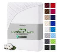 Svenson Lenzuolo con angoli elasticizzati, in jersey, 100% cotone, 180 x 200 cm, bianco