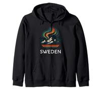 Svezia Aurora Boreale Aurora Boreale Retro Cielo Artico Amore Felpa con Cappuccio