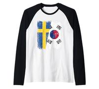 Svezia Corea del Sud Mezza Bandiera Svedese Corea del Sud Maglia con Maniche Raglan