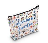 Svezia Souvenir Makeup Bag Life is Better in Sweden Stoccolma viaggio regalo Nord Europa regalo nemico Svezia amante, In Svezia Bag Eu, Borsa cosmetica con stampa