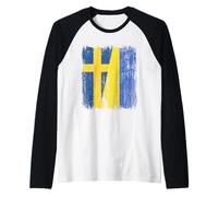 Svezia Ucraina Mezza Bandiera Svedese Ucraina Patrimonio Maglia con Maniche Raglan