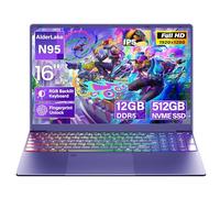 Svikou Computer portatile viola da 16 pollici - processore tel N95, SSD NVMe da 512 GB 12 GB LPDDR5 RAM, display IPS FHD 2K, tastiera retroilluminata a colori, impronte digitali, PC Win 11 Pro