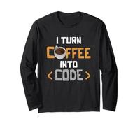 Sviluppatore Programmatore Geek I Coding Trasformo Il caffè in codice Maglia a Manica