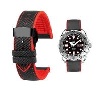 Svincoter Cinturino for orologio da uomo in gomma impermeabile e antipolvere da 19-24 mm, adatto for la maggior parte dei cinturini for orologi impermeabili a bocca piatta.(Black red bk Folding,23mm)