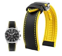 Svincoter Cinturino for orologio da uomo in gomma impermeabile e antipolvere da 19-24 mm, adatto for la maggior parte dei cinturini for orologi impermeabili a bocca piatta.(Black yellow sk Fold,20mm)