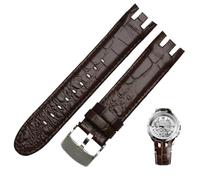 Svincoter Cinturino for orologio in acciaio inossidabile con estremità curva da 21 mm, adatto for Swatch Flyback YRS403/YRS402/YRS412/YRS426/YRS402G(B brown)