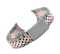 Svincoter Cinturino for orologio in metallo con estremità curva adatto for Rolex DATEJUST Jubilee Bracciale in acciaio inossidabile Accessori 18mm/19mm/20mm/21mm Cintura(Silver-RoseGold,19mm)