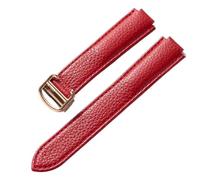 Svincoter Cinturino for orologio in morbida pelle con motivo a ciottoli con chiusura pieghevole convessa adatto for Cartier Blue Balloon(Red rose buckle,20X12mm)