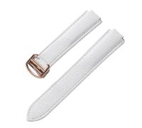 Svincoter Cinturino for orologio in morbida pelle con motivo a ciottoli con chiusura pieghevole convessa adatto for Cartier Blue Balloon(White Rose Buckle,20X12mm)