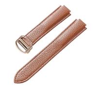 Svincoter Cinturino for orologio in morbida pelle con motivo a ciottoli con chiusura pieghevole convessa adatto for Cartier Blue Balloon(Brown Rose Buckle,20X12mm)