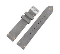 Svincoter Cinturino for orologio in pelle scamosciata vintage con cuciture fatte a mano da 18, 20, 22 mm, adatto alla maggior parte degli orologi con cassa piatta(Gray,20mm silver buckle)