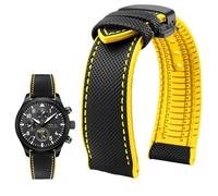 Svincoter Cinturino impermeabile in tela, nylon e gomma da uomo, 19-24 mm, adatto for Breitling/Omega/IWC/Citizen/TUDOR/Hamilton(Black Yellow BlackB,20mm)