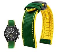 Svincoter Cinturino impermeabile in tela, nylon e gomma da uomo, 19-24 mm, adatto for Breitling/Omega/IWC/Citizen/TUDOR/Hamilton(Green Yellow BlackB,23mm)