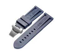 Svincoter Cinturino in gomma da 24 mm adatto for cinturino for Panerai PAM Cintura in silicone nero Chiusura a farfalla Fibbia pieghevole Con logo Accessori for orologi da uomo(Color:Blue-Silver)