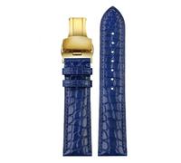 Svincoter Cinturino in pelle a bocca piatta da 16 mm, 17 mm, 18 mm, 19 mm, 20 mm, 21 mm, adatto a qualsiasi marca(Blue-gold,21mm)