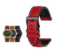 Svincoter Cinturino universale in gomma fluorurata verde marrone blu rosso da uomo da 19-24 mm, adatto a qualsiasi orologio con bocca piatta(Red black pin,19mm)