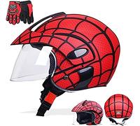 SVIVE Casco Arte Spider-Net, per Moto, Ciclo di Guida Sportiva, Casco di Sicurezza Mezzo Quattro Stagioni in Bicicletta per I Bambini 2-7 Anni,Matte Red
