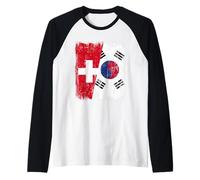Svizzera Corea del Sud Mezza Bandiera Svizzera Corea del su Maglia con Maniche Raglan