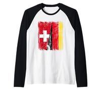 Svizzera Germania Mezza Bandiera Svizzera Patrimonio Tedesco Maglia con Maniche Raglan