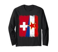 Svizzera Jugoslavia Mezza Bandiera Patrimonio Jugoslavo Svizzero Maglia a Manica