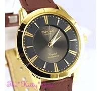Svizzero OMAX Oro & Nero, Seiko Mvmt, Lusso Marrone Pelle Unisex Orologio SC7767