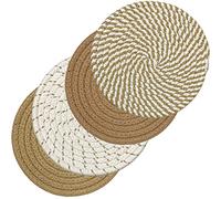 Svkiyang Set di 4 sottopentola in cotone a filo, per pentole e pentole calde, 4 colori, rotondi, in 4 colori, per cucinare in cucina