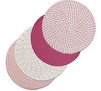 Svkiyang Set di 4 sottopentola in cotone a filo, per pentole e pentole calde, 4 colori, rotondi, in 4 colori, per cucinare in cucina